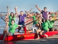 Riccione (RN), missione di evangelizzazione "chi ha sete venga a me". Nella foto, da sinistra a destra, Sara Urbinati, Sara Pizzolato, Don Giacomo Pavanello, Beatrice Bocci, Don Davide Banzato, Maura Marinozzi e David Martinez.2015-08-21 Â© Carlos Folgoso / Massimo Sestini