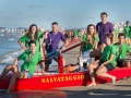 Riccione (RN), missione di evangelizzazione "chi ha sete venga a me".  Nella foto, da sinistra a destra, Sara Urbinati, Sara Pizzolato, Don Giacomo Pavanello, Beatrice Bocci, Don Davide Banzato, Maura Marinozzi e David  Martinez.2015-08-21 Â© Carlos Folgoso / Massimo Sestini